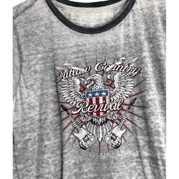 HONKY TONK Live Outside The Limits Women’s Graphic BURNOUT GRAY T Shirt 2X - Picture 2 of 8